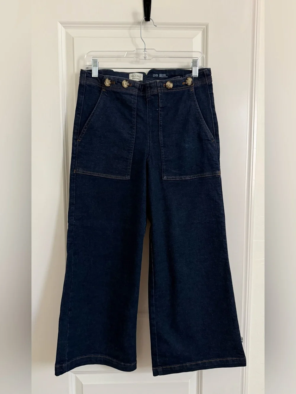 Anthropologie Pilcro Kit high-rise wide leg jean hidden side zip dark wash EUC - Picture 5 of 12